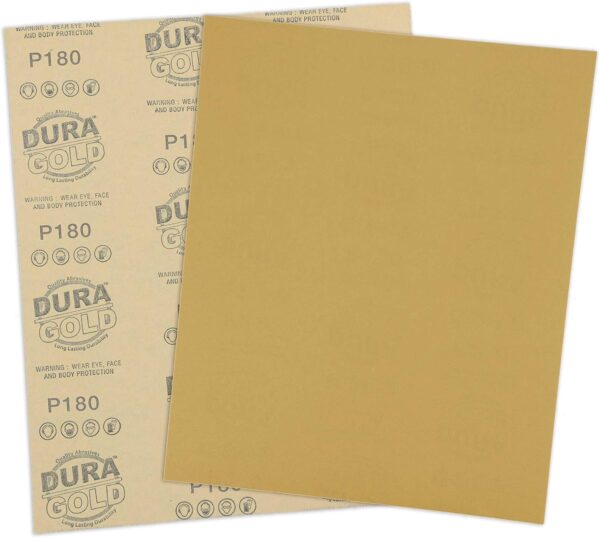 Dura-Gold 9x11 Gold Sandpaper Sheets, 180 Grit (Box of 10) - Image 3