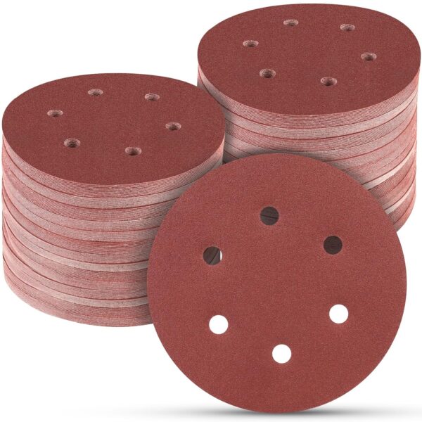 100 PCS 6" Sanding Discs 180 Grit, Hook & Loop Orbital Sandpaper