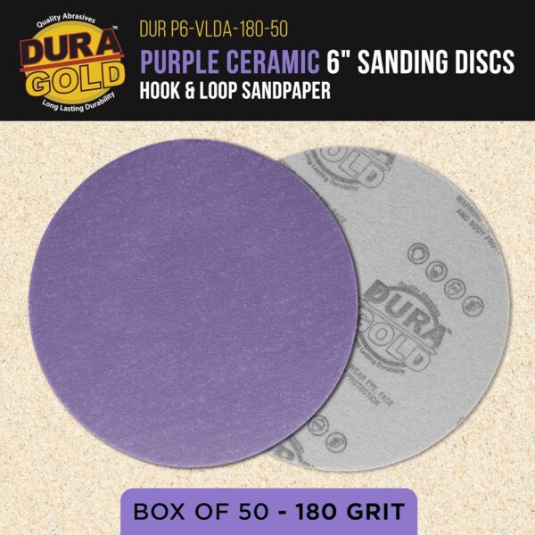 Dura-Gold 180 Grit 6" Sanding Discs, Box of 50 - Image 2