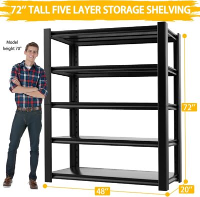 Heavy Duty Garage Shelving Units, 3000LBS, 5 Levels, 48″W, 72″H, 3Pack - Image 2