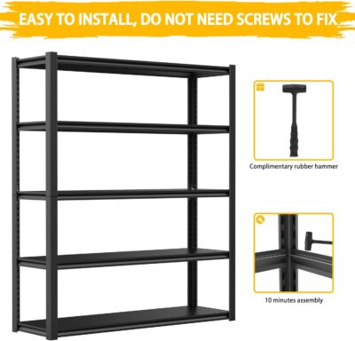 Heavy Duty Garage Shelving Units, 3000LBS, 5 Levels, 48″W, 72″H, 3Pack - Image 3