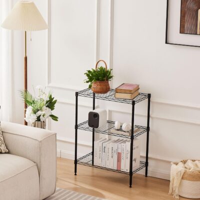 Heavy Duty 3-Shelf Storage Shelving Unit, Black (23.2" x 13.4" x 30.3") - Image 2