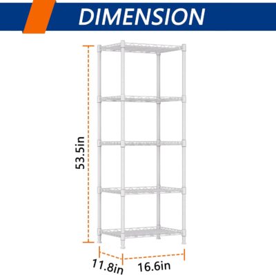 Adjustable 5-Wire Shelving Storage Rack for Laundry, Bathroom, Kitchen - Image 4