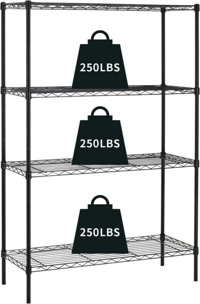 HCY 4-Tier Wire Shelving Unit 54x36x14in Black