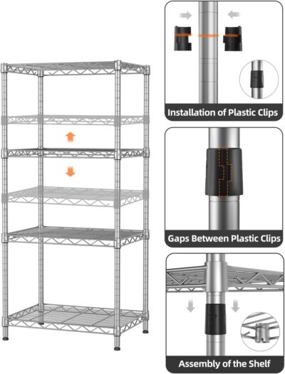 SINGAYE 4 Tier Adjustable Wire Shelf 400LBS Load Capacity - Image 7