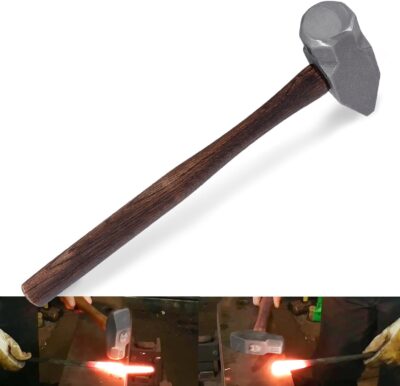 Handmade Cross Pein Forge Hammer for Blacksmithing (4Lbs, 15inches)