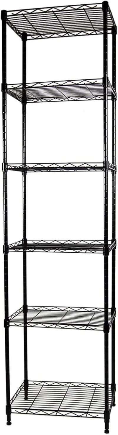 Adjustable 6-Tier Wire Shelving Unit for Kitchen Pantry, Black