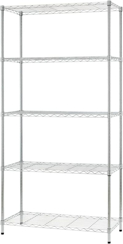 FDW 5 Tier Adjustable Wire Shelving Unit, 14x36x72, Chrome