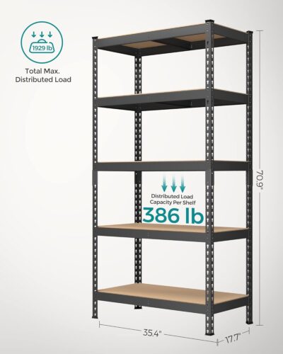 SONGMICS 5-Tier Garage Storage Shelves, Set of 2 - Image 3