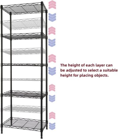 Adjustable 5-Tier Wire Shelf for Laundry, Bathroom, Kitchen, Matt Grey - Image 6