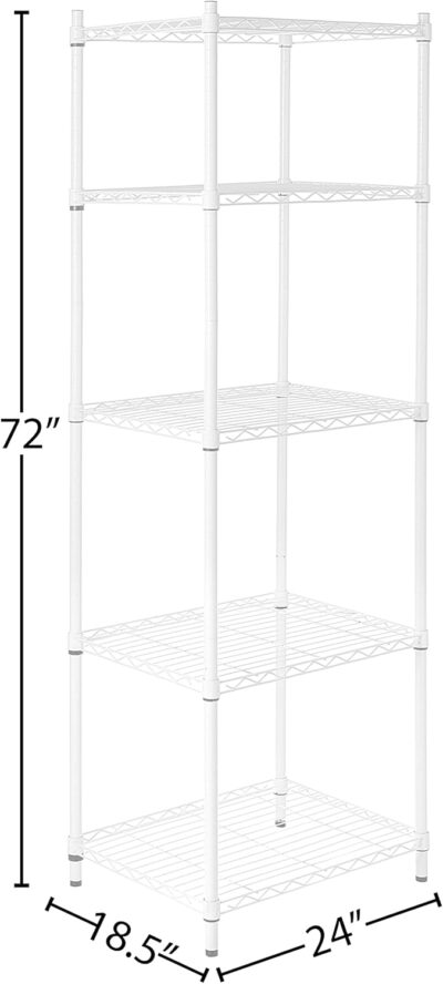 Honey-Can-Do 5-tier white shelving unit, 250 lbs. - Image 3