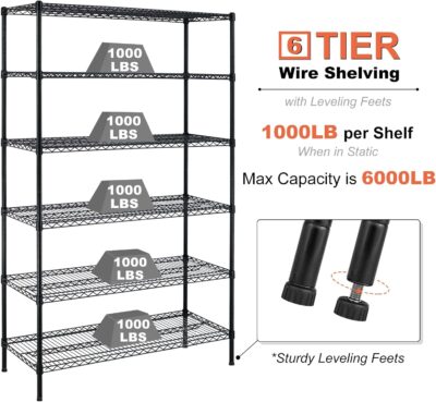 Heavy Duty 6000Lbs Capacity Wire Shelving Unit on Wheels - Image 5