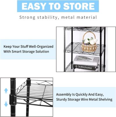 Adjustable 6-Tier Wire Shelving Unit for Kitchen Pantry, Black - Image 5