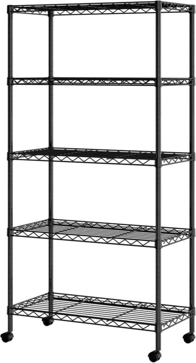 Seville Classics 5-Tier Wire Shelving Unit, Black, 30" x 14" - Image 5