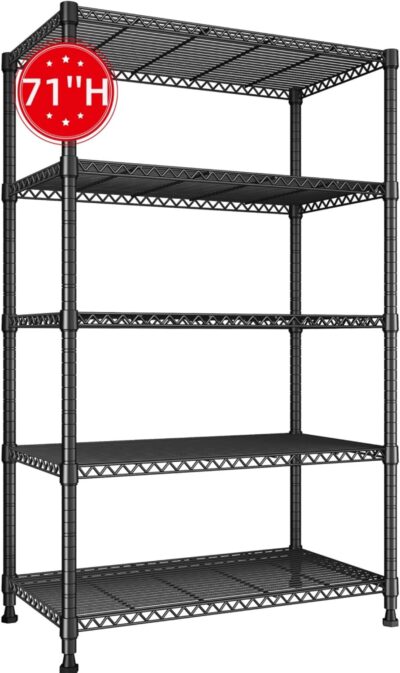 REIBII 5-Tier Wire Shelving Unit, 1000lbs Load Capacity