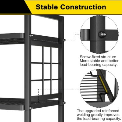 GIOTORENT 6-Wire Metal Shelving Unit, 900Lbs Capacity, Black - Image 5