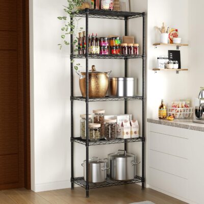 Adjustable 5 Tier Metal Storage Shelf, 750LBS Capacity, Black - Image 6