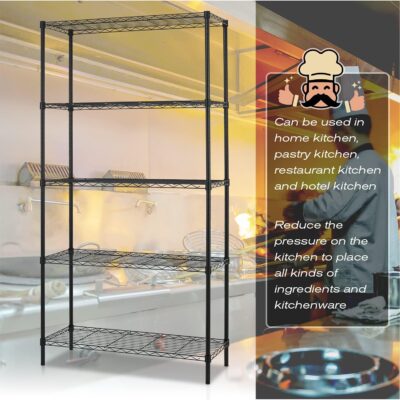 HCY 5-Tier Adjustable Metal Storage Rack - 14x36x72in (Black) - Image 6