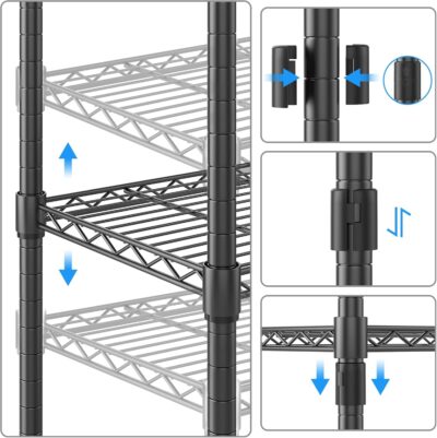 Homdox 5 Tier Wire Shelving Unit on Wheels, Black - Image 6