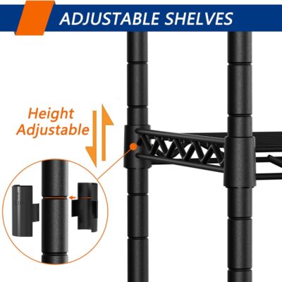 Adjustable 5-Shelf Heavy Duty Storage Rack, Black - Image 5