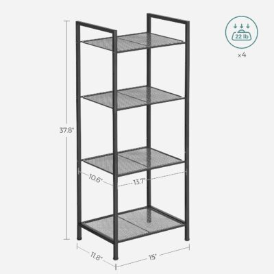 SONGMICS 4-Tier Storage Rack with Adjustable Shelf, Black UBSC034B01 - Image 3