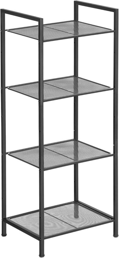 SONGMICS 4-Tier Storage Rack with Adjustable Shelf, Black UBSC034B01