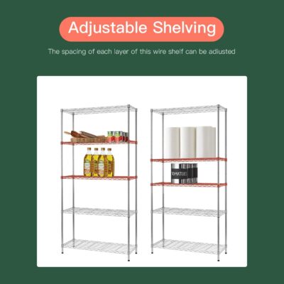 FDW 5 Tier Adjustable Wire Shelving Unit, 14x36x72, Chrome - Image 5