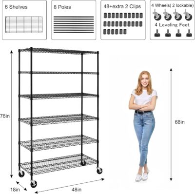 Heavy Duty 6000Lbs Capacity Wire Shelving Unit on Wheels - Image 6