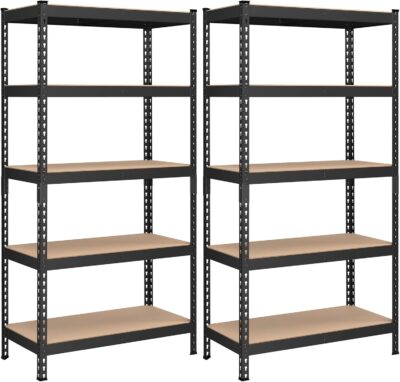 SONGMICS 5-Tier Garage Storage Shelves, Set of 2