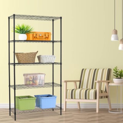 HCY 5-Tier Adjustable Metal Storage Rack - 14x36x72in (Black) - Image 2