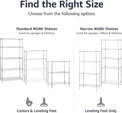 Amazon Basics 5-Shelf Heavy Duty Storage Shelving Unit on Casters, Chrome - Image 4