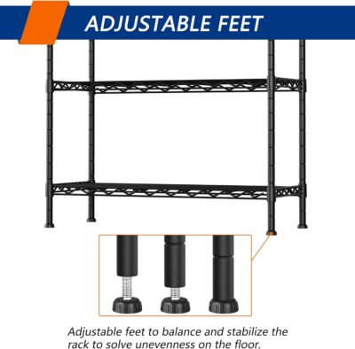 Adjustable 5-Shelf Heavy Duty Storage Rack, Black - Image 6