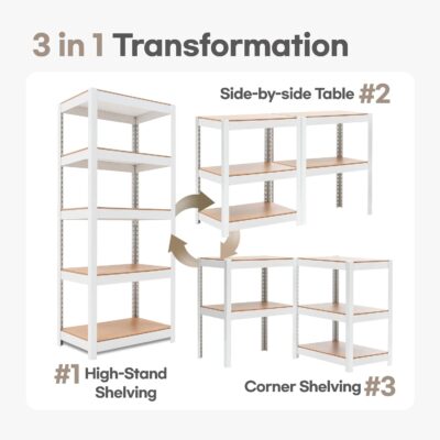 Adjustable 5 Tier Metal Shelving Unit for Kitchen and Garage - Image 8