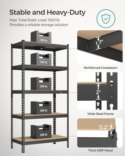 SONGMICS 5-Tier Garage Storage Shelves, Set of 2 - Image 4