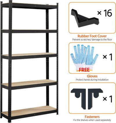 Topeakmart 5-Tier Metal Garage Storage Shelves - Black - Image 6