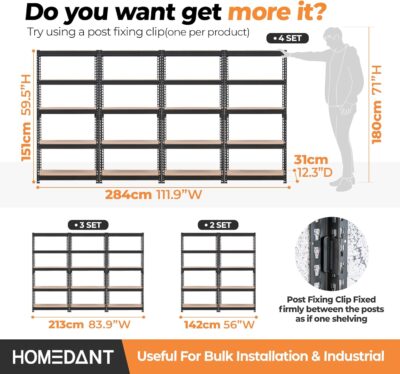 Adjustable 5-tier Metal Shelving Unit for Garage Storage - Image 7