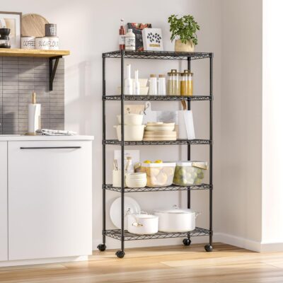 Seville Classics 5-Tier Wire Shelving Unit, Black, 30" x 14" - Image 4