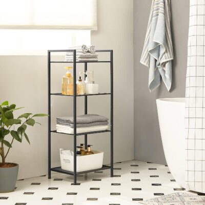 SONGMICS 4-Tier Storage Rack with Adjustable Shelf, Black UBSC034B01 - Image 2