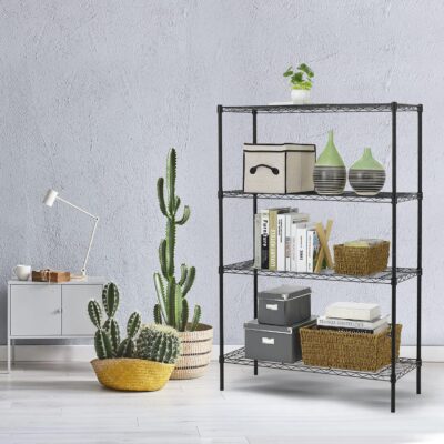 HCY 4-Tier Wire Shelving Unit 54x36x14in Black - Image 2