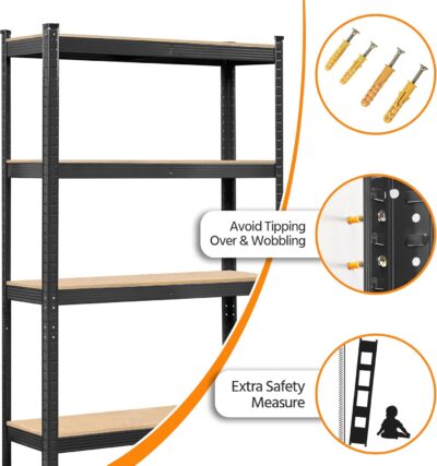 Topeakmart 5-Tier Metal Garage Storage Shelves - Black - Image 7