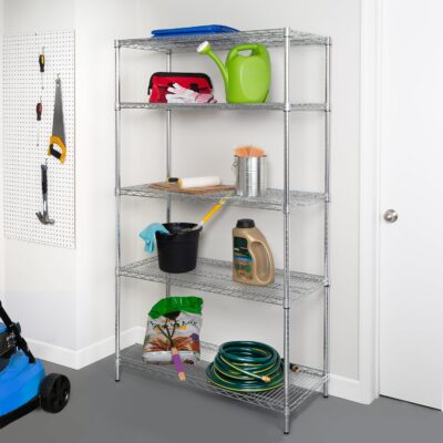 Adjustable Chrome Storage Shelving Unit, 800lbs/shelf, 5-Tier, 42x18x72. - Image 2