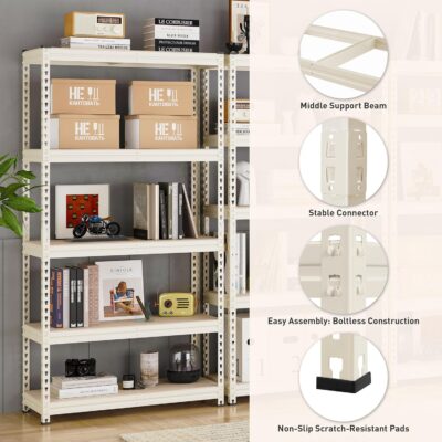 PrimeZone 5 Tier Adjustable Storage Shelves - White - Image 5