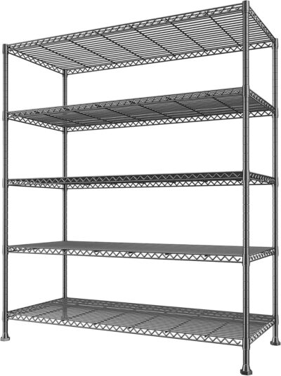 REIBII 5 Tier Metal Wire Shelving Unit, 45.5" W x 71" H x 17.7" D