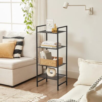 SONGMICS 4-Tier Storage Rack with Adjustable Shelf, Black UBSC034B01 - Image 9