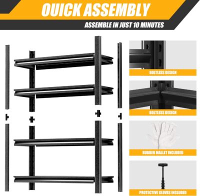 63" Heavy Duty Garage Storage Shelves, Adjustable 4 Tier Metal Shelving - Image 3