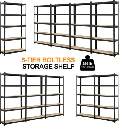 Topeakmart 5-Tier Metal Garage Storage Shelves - Black - Image 9