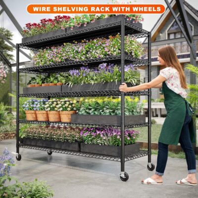 Heavy Duty Wire Shelving Unit with Wheels, 5-Tier, 3200LBS - Image 4